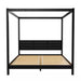 Minimalist Black Wood Frame King Plank Canopy Bed