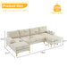 Convertible Sectional Sofa,U Shaped Couch with Double Reversible Chaise, Soft Linen Fabric Sectional Couch with Metal Feet Beige