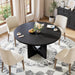 47 Inch CircularLayout Dining Table Black SpaceSaving