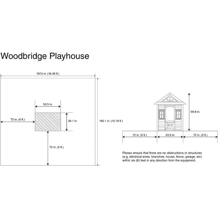 Wooden Outdoor Backyard Playhouse with Flower Boxes and White Trimmed Windows, Pre-Cut Panels for Easy Assembly, Playhouse