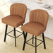 Swivel Counter Height Bar Stools Set of 2, 26'' Modern Barstools with Backs and Metal Legs, Upholstered Bar Chairs, Faux Leather Whiskey Brown Stools for Kitchen Island Chairs