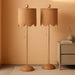27.5" Brass Gold Coastal Buffet Table Lamp Set of 2 for Bedroom, Boho Table Lamps with Natural Rattan Scalloped Shade, Pull Chain, LED Bulbs Included JYL1138A-SET2
