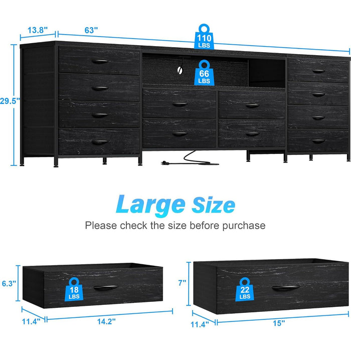 Black Dresser with 75" TV Stand