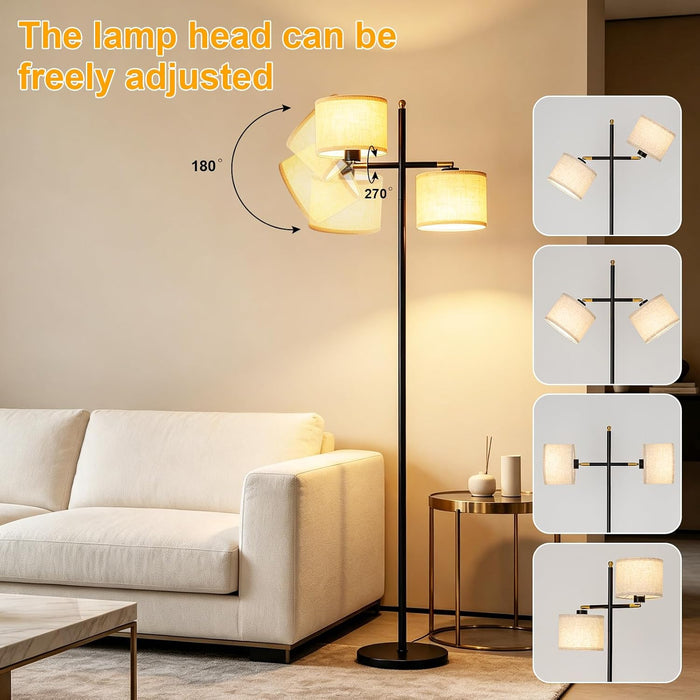 Black Floor Lamp for Living Room with Rotatable Shade,Foot Switch