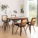 Set of 4 Green Rattan Dining Chairs - Mid Century Modern Dining Chairs with Walnut Bentwood Frame, Ergonomic Rattan Back, Curved Arms, Versatile for Living Room/Conference/Kitchen (Walnut Green)