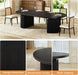 Extendable round Dining Table for 4-8, 39In-77In Long Large Kitchen Table with Fluted Base, Space Saving Modern Farmhouse Oval Dinner Tables for Dining Room, Kitchen, Living Room, Black