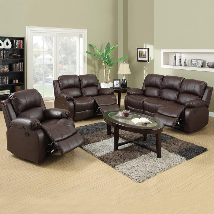 Luxury Recliner Sofa Living Room Set Reclining Sofa and Loveseat Chair Sets Living Room Furniture Sets Recliner Couches for Living Room/Office (A-Brown Leather, 3 Piece Set)