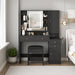 Vanity Desk with Mirror and Lights, Vanity Table Makeup Vanity with Lights 3 Drawers and Cabinets, Charging Station & Sliding Door, Lots Storage Shelves