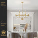 30Inch Crystal GoldTone Chandelier Nine Light Fixture