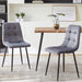 Grey Velvet Dinner Chairs Set of 4, Modern Armless Dining Side Chairs with Metal Legs for Kitchen Living Room Vanity