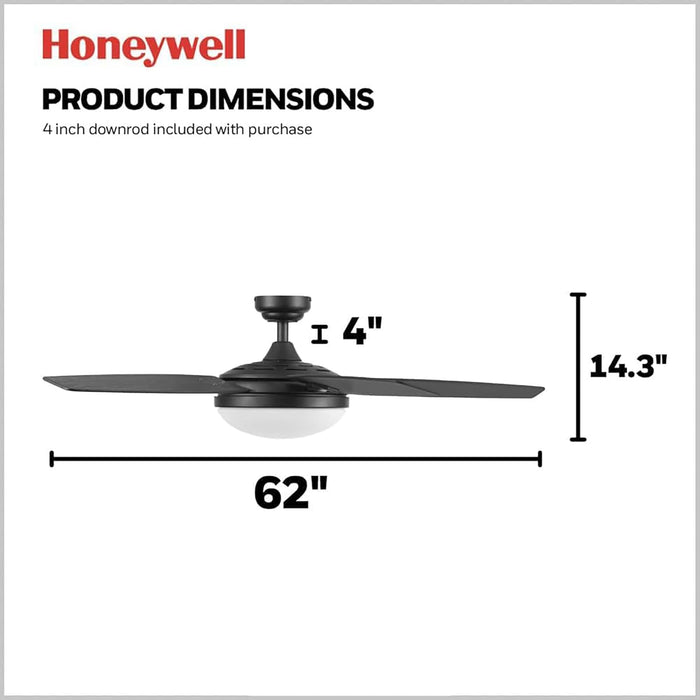 Ceiling Fans Carmel, 48 Inch Contemporary Indoor LED Ceiling Fan with Light, Remote Control, Dual Mounting Options, Dual Finish Blades, Reversible Motor - 51912-01 (Black)