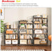No Assembly Folding Bookshelf, 61.9" H X 23.6" W, 6 Tier Foldable Book Shelf Industrial Bookcase, Vintage Collapsible Storage Shelves for Home Office Living Room Bedroom, Rustic Brown Black