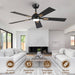 52 Inch Ceiling Fan with Lights and Remote, DC Motor Quiet 6-Speed Reversible Fan, Dimmable LED 3000K/4000K/6000K, Smart APP Control, Modern Black & Gold Ceiling Fan for Bedroom Living Room