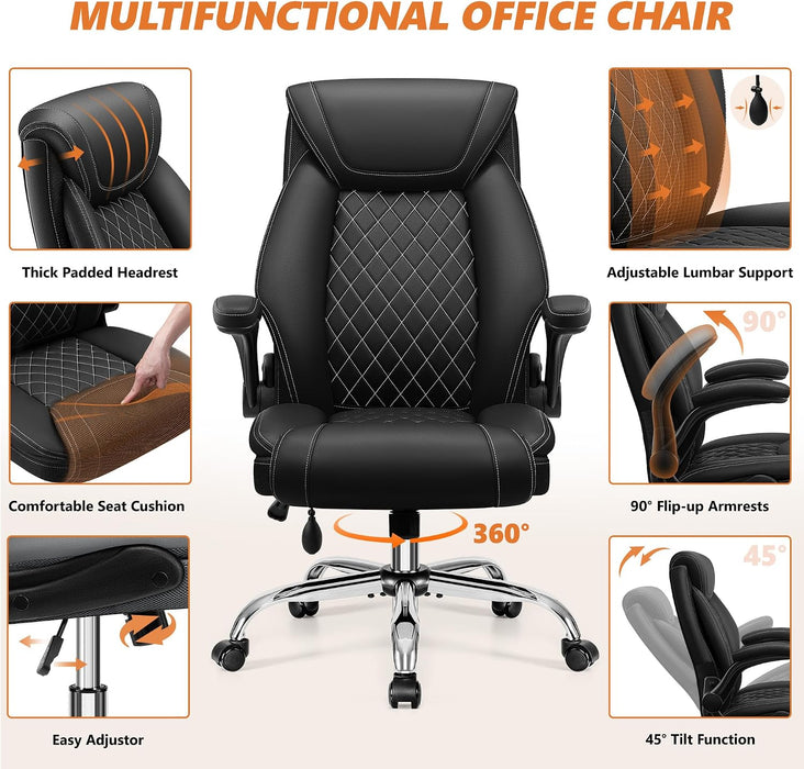Ergonomic Office Chair, Executive Leather Desk Chair with Lumbar Support