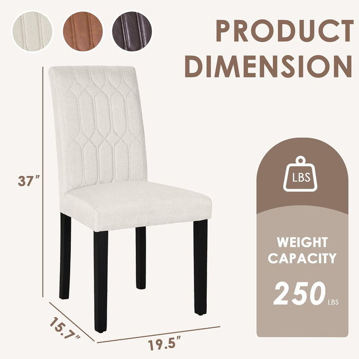 Upholstered Dining Chairs Set of 4, Modern Accent Parsons with Comfort Seat, Solid Wood Legs W/Rubber Footpads, for Living Room Kitchen, Beige