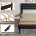 Full Upholstered Bed Frame, Adjustable Headboard, PU Leather Black