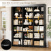 71" Triple Wide Bookshelf, 6 Tier Tall Bookshelf, Large Book Shelf with Curved Baffle, 63.4" Wide Bookcase with 18 Open Display Shelves for Living Room, Study, Black