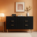 47.2" Fluted Black 6 Drawer Dresser for Bedroom with Deep Drawer