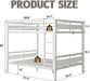 Metal Bunk Bed Full over Full with Ladder and High Guardrail, Heavy-Duty Metal Slats Support, Noise Free, No Box Spring Needed, for Kids and Juniors, White