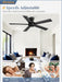 Black 48 Inch Modern Flush Ceiling Fan