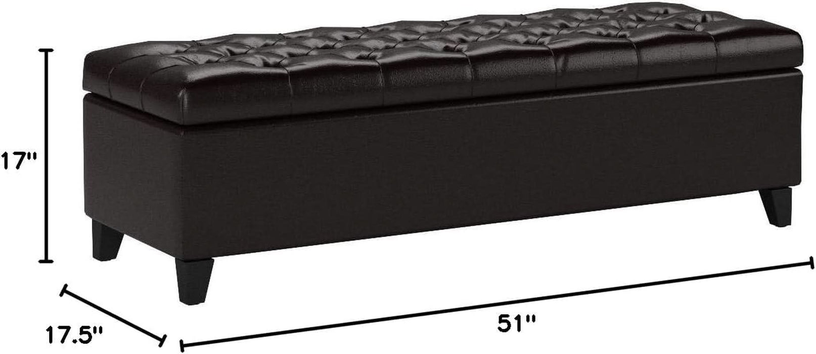 Ottilie Leather Storage Ottoman, Brown