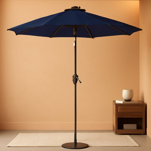 7.5FT Patio Umbrella Table Market Umbrella with 6 Sturdy Ribs, Button Tilt/Crank Heavy-Duty round Outdoor Umbrellas for Garden, Deck, Backyard,And Pool, Navy