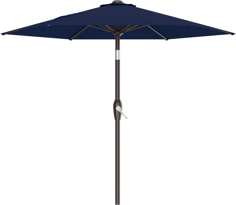 7.5FT Patio Umbrella Table Market Umbrella with 6 Sturdy Ribs, Button Tilt/Crank Heavy-Duty round Outdoor Umbrellas for Garden, Deck, Backyard,And Pool, Navy