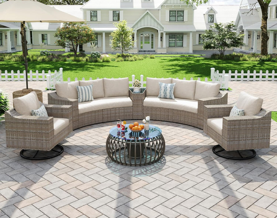 9-Piece Patio Furniture Set with Rocking Chairs & Storage Table