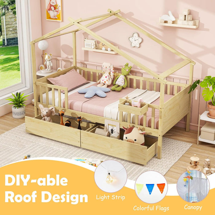 Montessori Twin House Bed With UnderbedStorage Deluxe