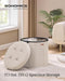 Mazie Collection - round Storage Ottoman, Folding Footrest Stool with Removable Lid, Easy Assembly, Velvet Vanity Stool for Bedroom, Living Room, Entryway, Cappuccino Beige ULSF608L01