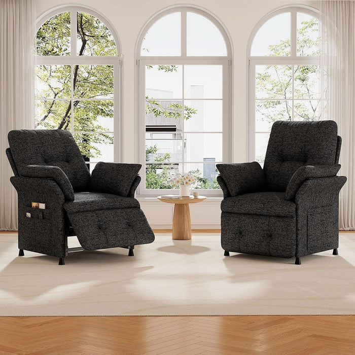 Power Recliner Chair for Adults with Heated & Massage, Adjustable Electric Reclining Chair Sofa with Armrest Pillow, Single Sofa with Side Pocket for Living Room, Linen, Dark Grey