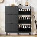 Sleek Black Entryway Shoe Cabinet With Organization