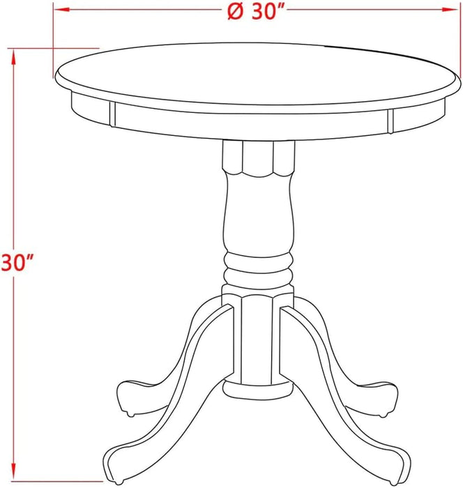 EMT-OLW-TP Eden Dining Room Table - a round Kitchen Table Top with Pedestal Base, 30X30 Inch, Oak & Linen White
