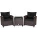 3 Pieces Rattan Patio Furniture Set with Washable Cushion