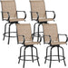 Patio Swivel Barstools Outdoor Chairs Set of 4, High Bistro Stools Outdoor Furniture, All-Weather Patio Stools for Outside, Beach, Lawn, Poolside and Garden, Black/Brown