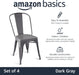 Metal Dining Chairs, Dark Grey, 1 Count (Pack of 4)