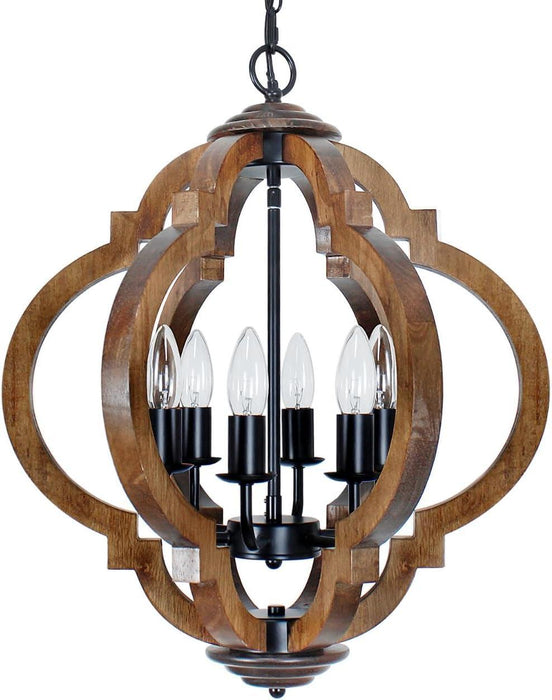 Farmhouse Chandelier for Dining Room, 6-Light Easy Install Rustic Chandelier over Kitchen Table. French Country Farmhouse Light Fixture for Entryway, Foyer, Bedroom & Living Room