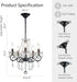Small Crystal Chandelier, Modern Black Chandelier Dining Room Light Fixture, Mini Crystal Pendant Light for Bedroom Ceiling Light Fixture for Living Room Entryway Kitchen Island Hallway