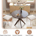 36" round Wood Dining Table, Farmhouse Kitchen Table with Intersecting Pedestal Base & Solid Rubber Wood Legs, Vintage Coffee Tables for Dinette, Small Spaces, Restaurant, Brown