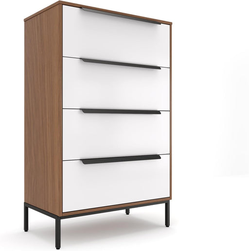 Lira Premium 4 Drawer Fabric Dresser - Engineered Wood Frame Chest of Drawers for Bedroom - Strong & Sag-Proof Clothing Organizer with Sleek Metal Handles (Dark Brown)