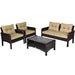 4 Pieces Patio Rattan Sofa Set Free-Combination with Cushion and Coffee Table