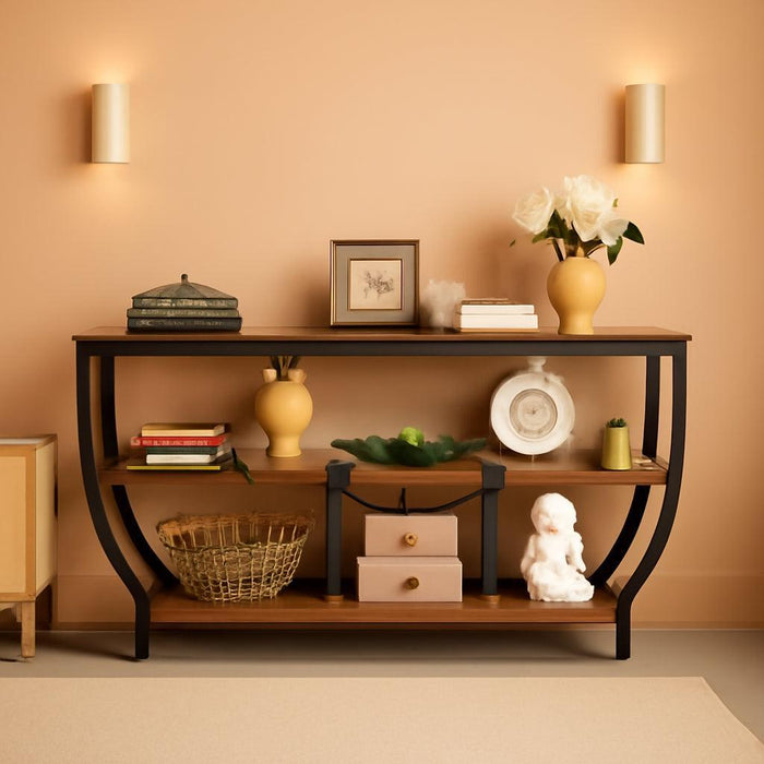 70.9 Inch Long Sofa Table with Shelves, Rustic Console Table with Storage, Industrial Entryway Table TV Stand, behind Couch Table Accent Tables for Living Room, Hallway, Foyer