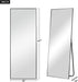 47"X16" Full Length Mirror with Standing Holder Aluminum Alloy Frame Floor Mirror Wall-Mounted Mirror for Living Room, Bedroom, Hanging or Leaning against Wall, Black (With Stand)