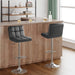 Bar Stools Modern Pu Leather Swivel Adjustable Hydraulic Bar Stool Square Counter Height Stool Set of 2 (Gray)
