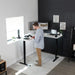 Corner Standing Desk, 63 X 55 Inch Reversible L-Shaped Workstation, Electric Height Adjustment, Home, Office, and Reception Rooms, White Table Top Black Frame, DESK-E3CTBW