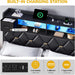 King Size Bed Frame with 2 Storage Drawers and Storage Headboard, Upholstered Platform with Charging Station and LED Light, No Box Spring Needed, Noise Free, Easy Assembly, PU Leather Black
