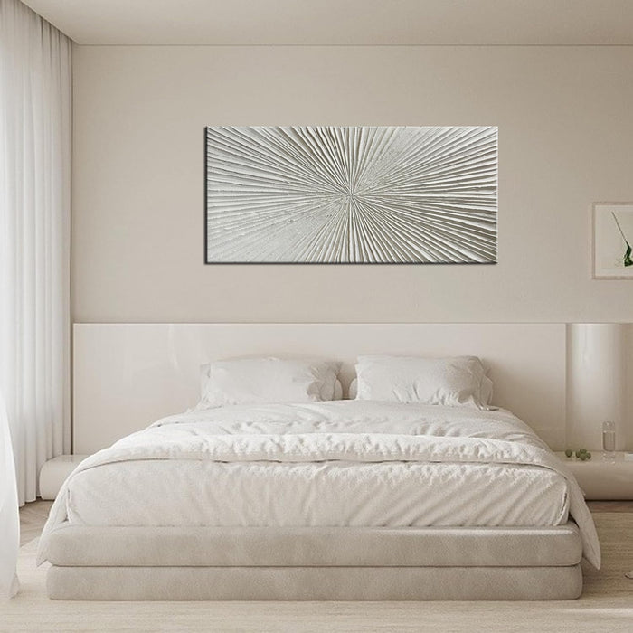 - White Thick Texture Abstract Wall Art Oil Painting Hand-Painted Minimalist Modern Art Paintings Home Living Room Room Dining Room Bedroom Wall Decorative Art Oil Painting 24X48Inch