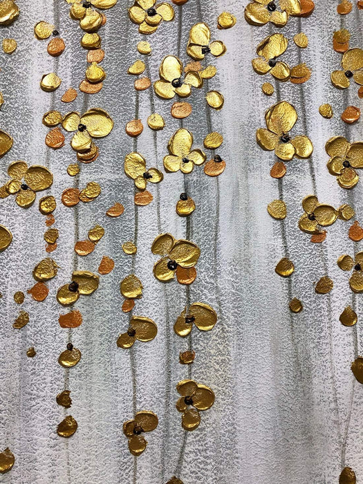 Paintings, 24X48 Inch Painting Oil Hand Painting Silver-Gold Flowers Paintings 3D Hand-Painted on Canvas Abstract Artwork Art Wood inside Framed Hanging Wall Decoration Abstract Painting