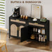 Rattan Buffet Cabinet with Storage, Sideboard Cabinet with Doors and Shelves, Accent Coffee Bar with Drawers, Farmhouse Kitchen Storage Cabinets, Credenza for Entryway, Living Room Black