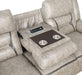 Home Furnishings - Greer - Fabric - Upholstered Motion Reclining Sofa with Drop-Down Console Stainless Steel Cupholders - Living Room - 30-Inch - Taupe - 651351